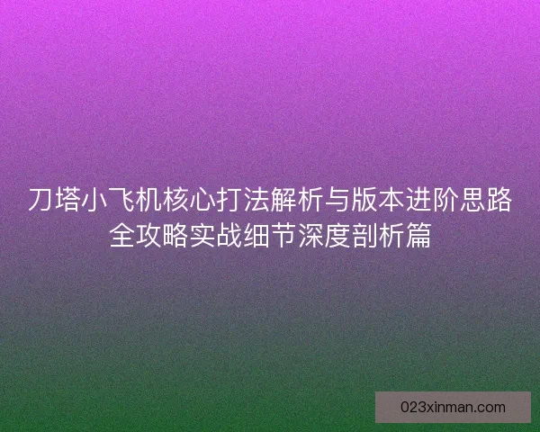 刀塔小飞机核心打法解析与版本进阶思路全攻略实战细节深度剖析篇